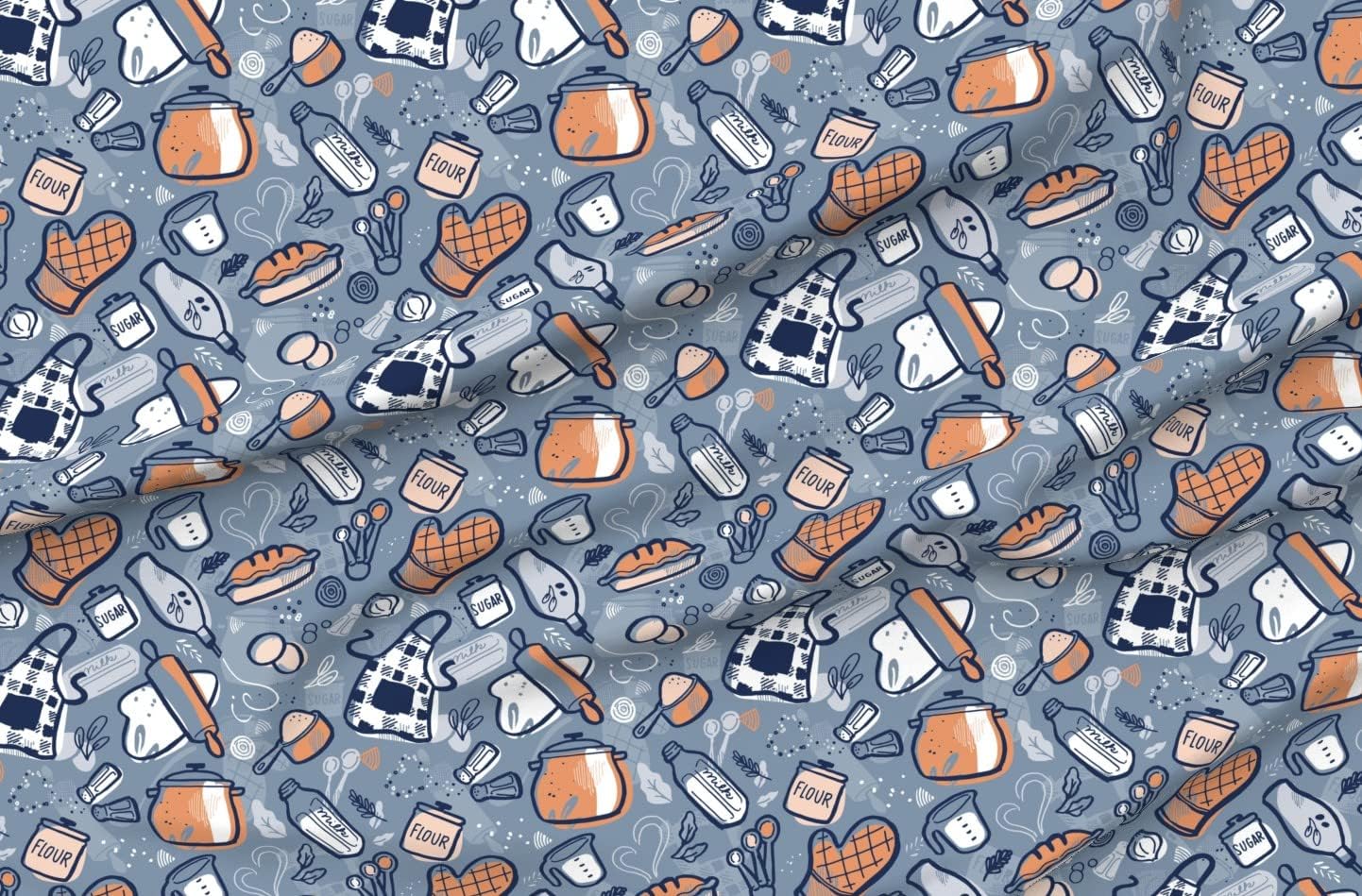 Spoonflower Fabric - Cooking Food Kitchen Cook Chef Baking Printed on Organic Cotton Sateen Fabric by The Yard - Sewing Quilting Apparel Home Decor