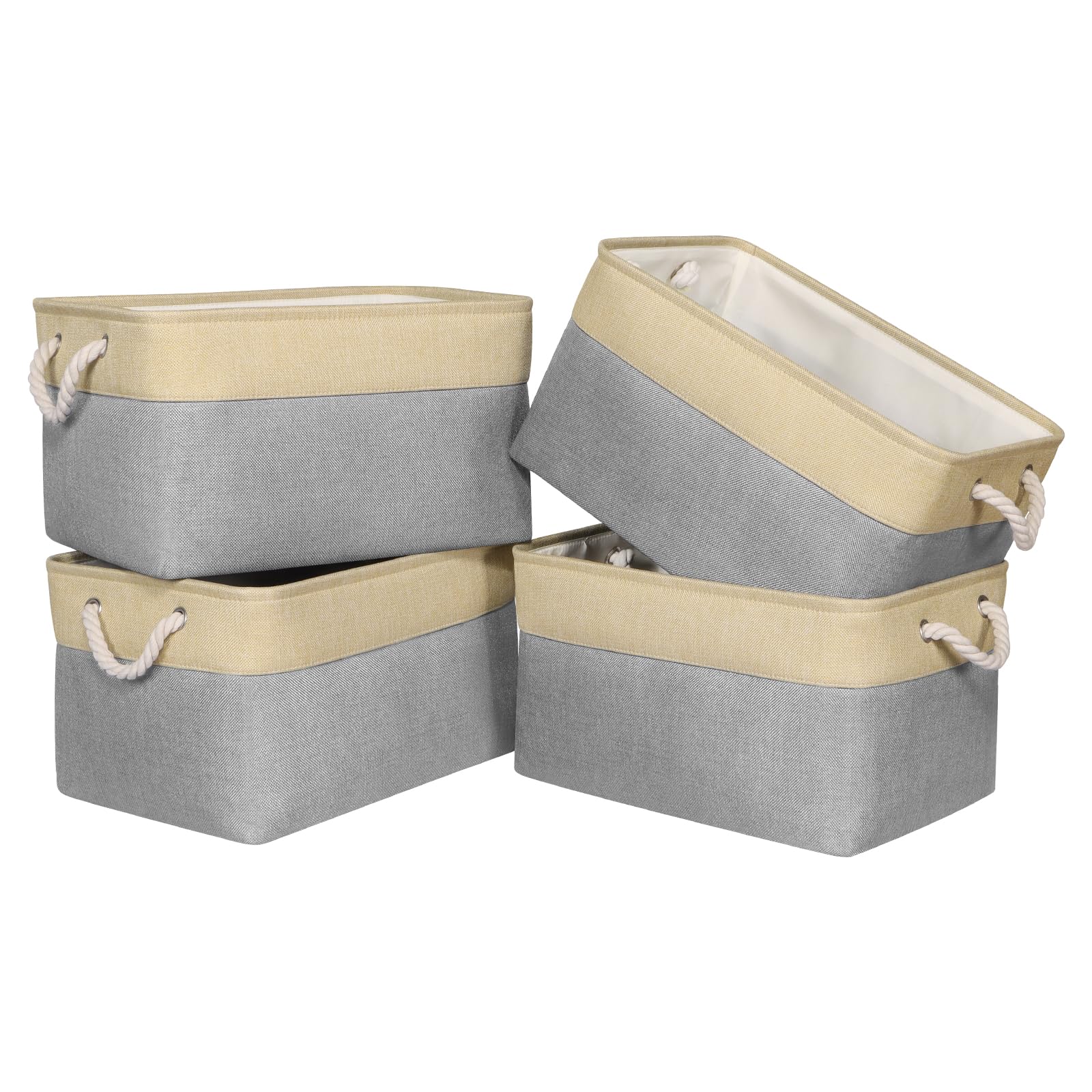 Univivi Canvas Storage Boxes, 43 x 30 x 25cm Extra Large Fabric Storage Baskets for Shelves with Rope Handles, Foldable Storage Box for Kallax Unit Organizing Clothes Nursery Home- Grey, Set of 4 โ image 1