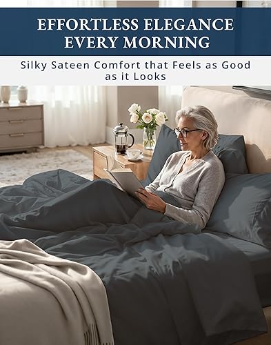 Miniatura 5 de Juego de sábanas King de 100% algodón egipcio de 1000 hilos Sábanas King Premium de 1000 hilos, naturalmente refrescantes y transpirables, algodón