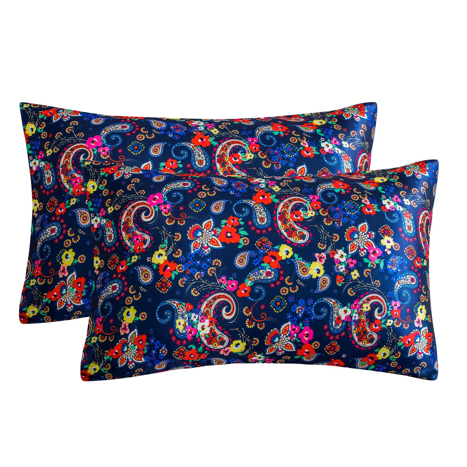 Elnwnnkc Printeds Satins Pillow Covers Set Soft and Silkys Feel Envelope Closure Hypoallergenics and AntiMite Printeds Satins Pillowcases