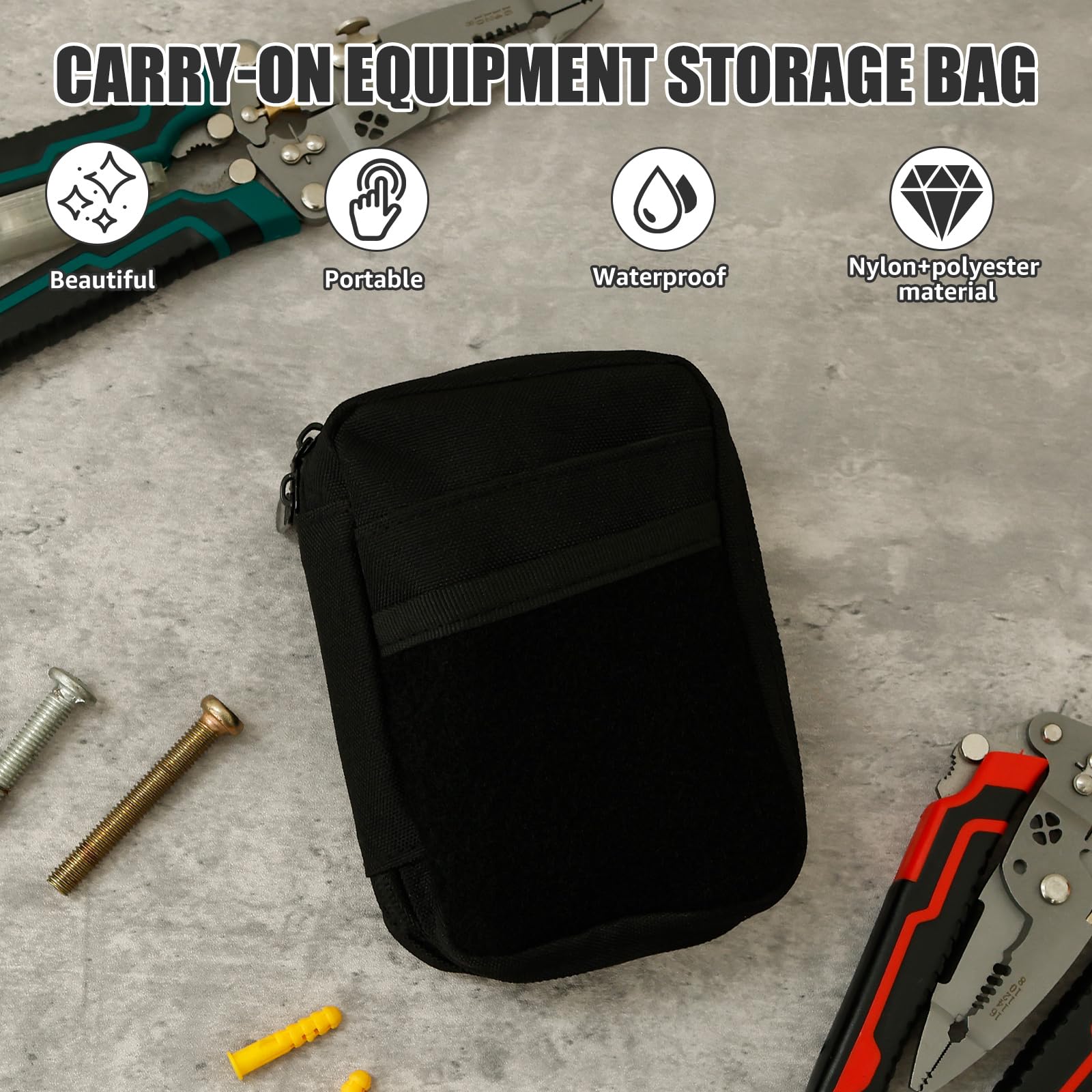 EDC-Tasche Organizer, Reversibel, 17x12cm, Nylon, Für Multitool, Taschenlampe & Mehr