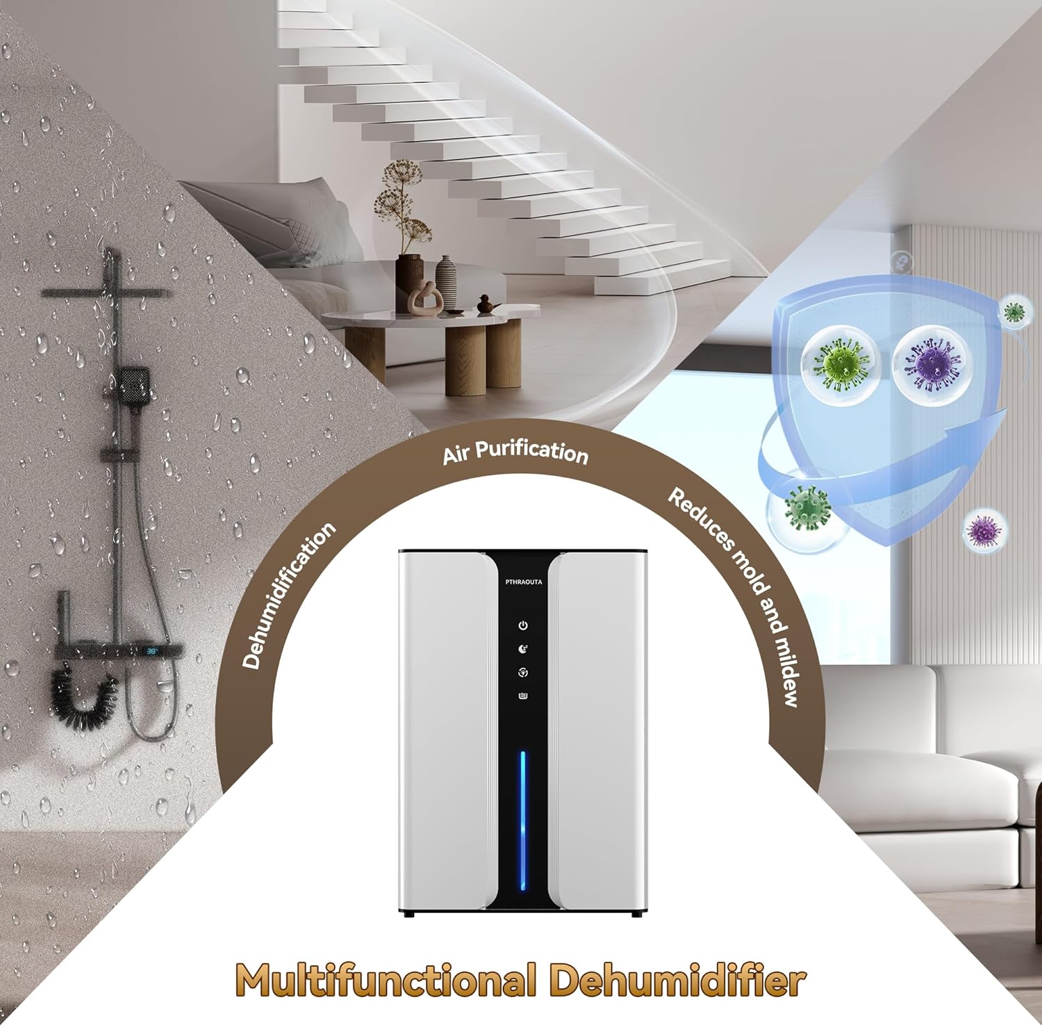 Home Dehumidifier with Drain Hose, (950 sq.ft) 95oz Quiet dehumidifier for Bathroom Bedroom, with Air Reusable Filter Indoor deshumidificador for Basement RV Closet