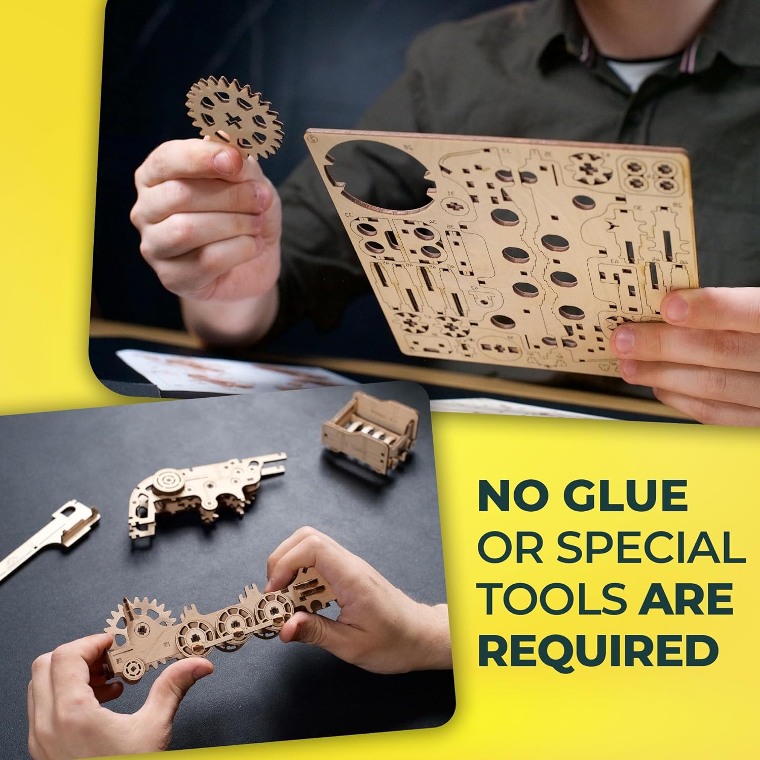 Hands assembling the main locomotive body