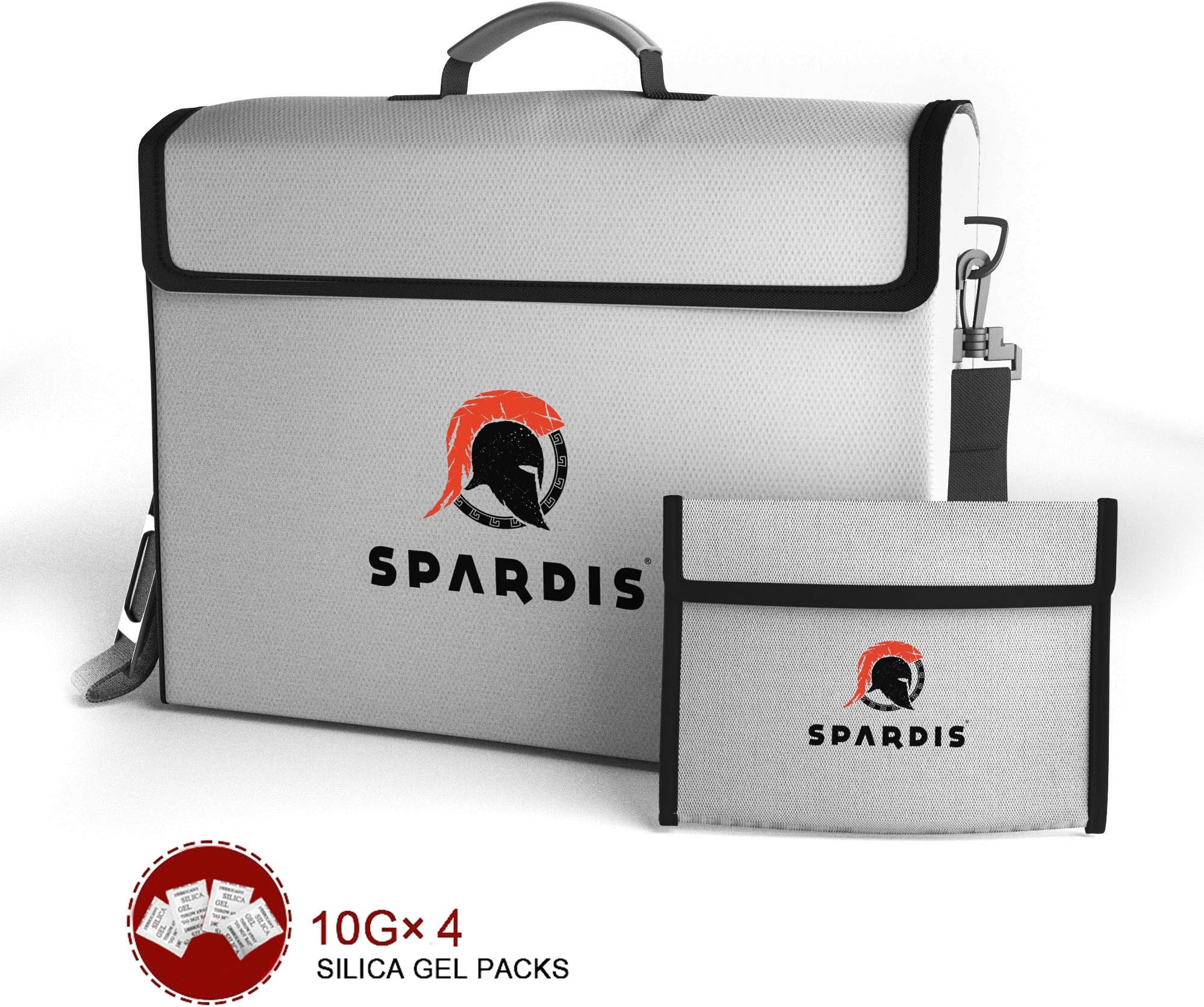 XXL (16” x 12” x 3.5”) Fireproof Document Safe Bag with Locking Zipper – Heat Resistant to 2100 F Degrees with Dual Layer Silicone Coated Fiberglass and Heat Blocking Aluminum