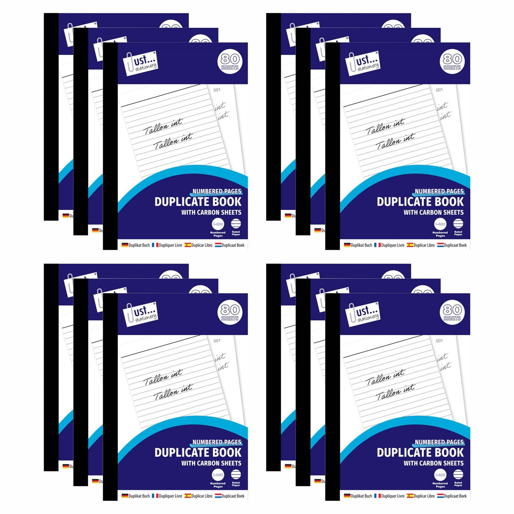 M1SS 12 Pack Duplicate Books with Carbon Sheet – A5 Full Size | 1-80 Pages Per Book | Duplicate Copies | Receipt & Order Book for Business Transactions