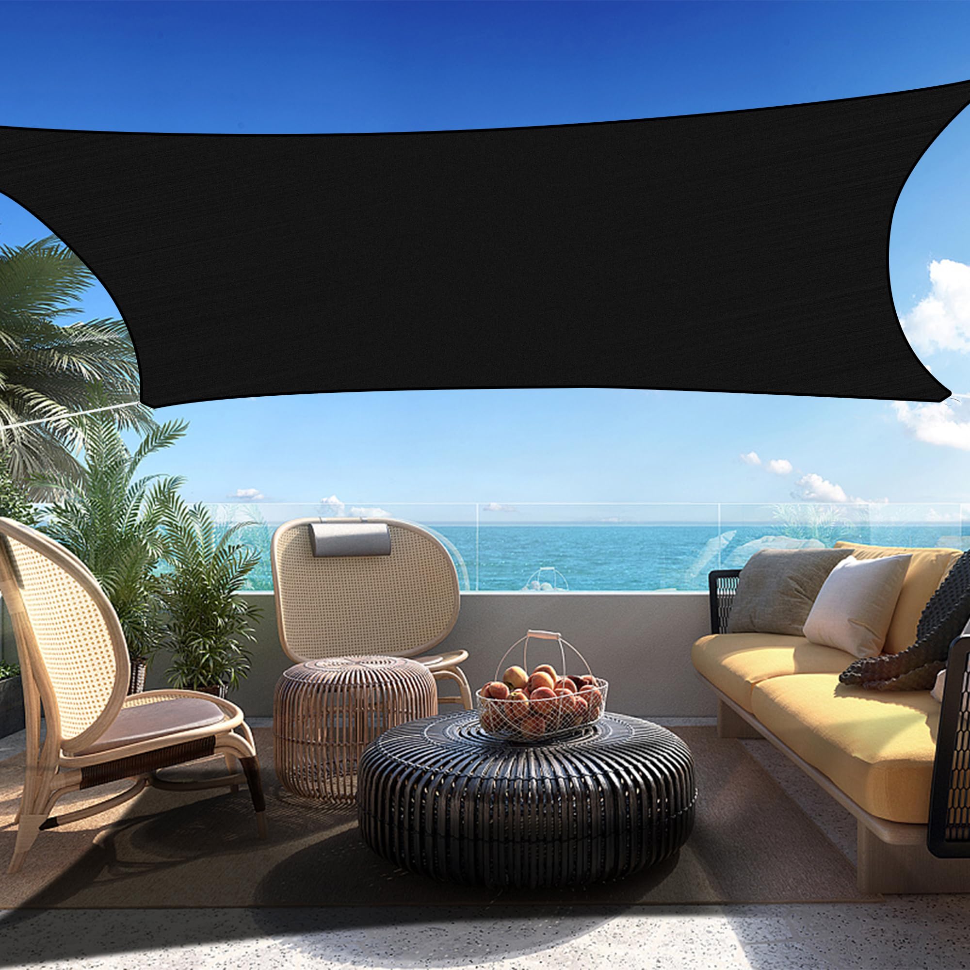 SHADESPEARE 16x20 Black Rectangle Sun Shade Sail