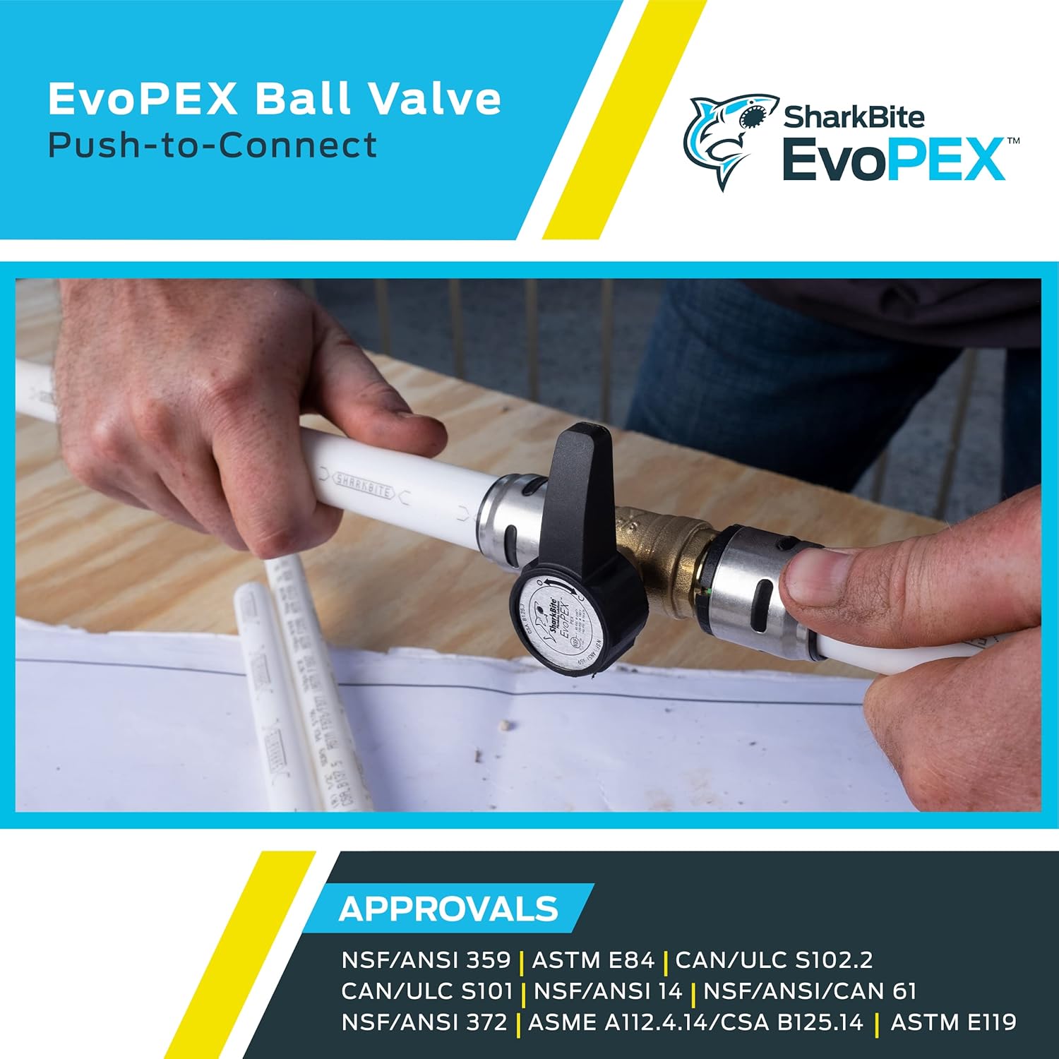 SharkBite 1/2 Inch EvoPEX Ball Valve, Push to Connect Plumbing Fitting, PEX, K22222Z