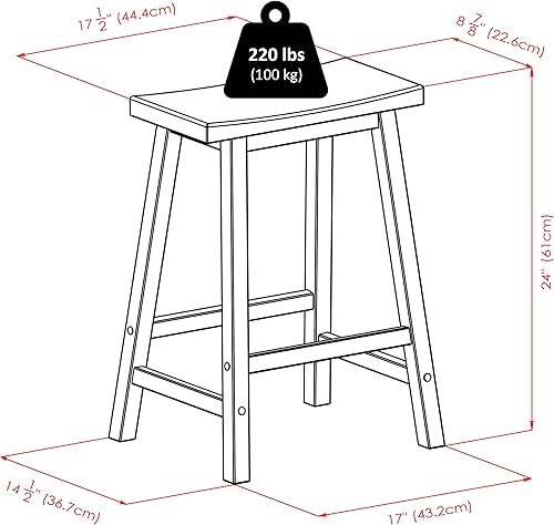 Miniatura 2 de Winsome Satori - Taburete de mostrador con asiento de sillín para cocina, 24 pulgadas, nogal Nogal,Natural,Negro