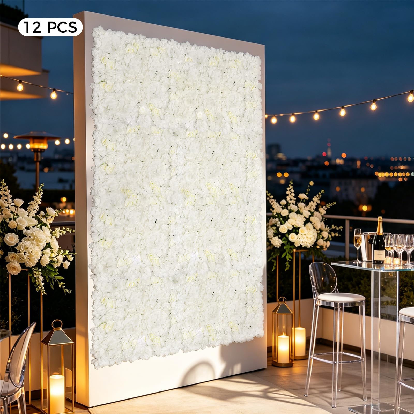 12-częściowa ściana kwiatowa ze sztucznych kwiatów, ściana 3D na wesela, walentynki, baby shower, pokój dziecięcy i wystrój mieszkania, sztuczna ściana kwiatowa do wewnątrz i na zewnątrz, 42 x