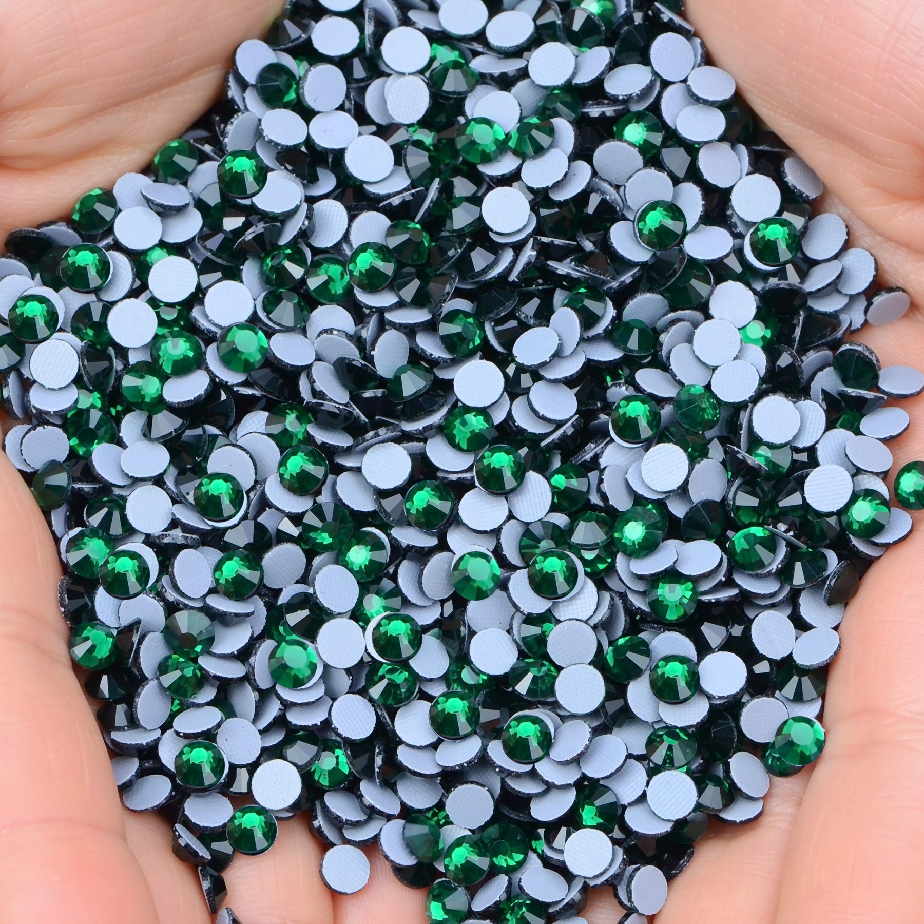 1500 Pcs FYGEM Hot Fix Iron Rhinestones DIY Jewelry Making with Picking Pen (Emerald, SS20)