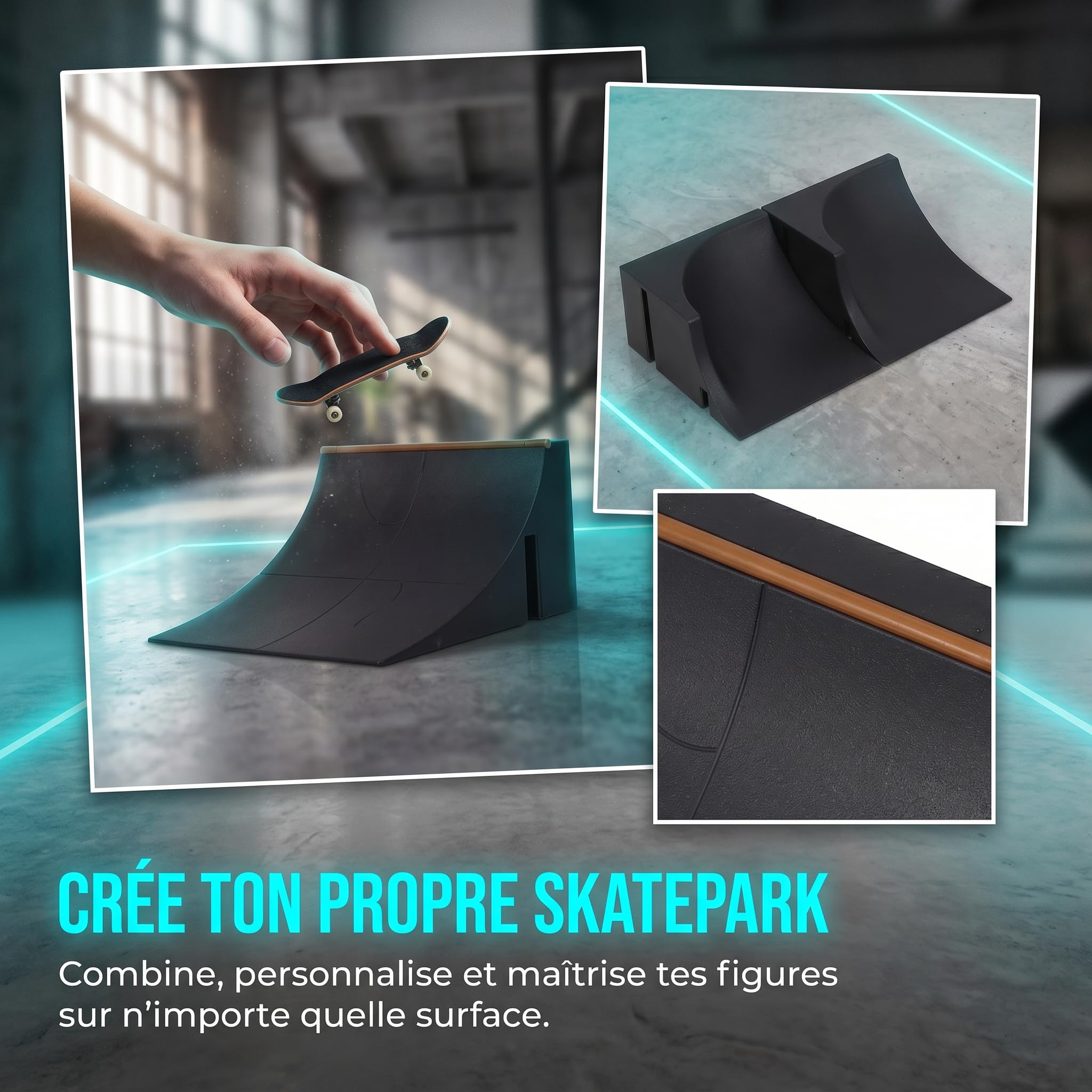 Alasum Lot de 2 Obstacles pour Fingerboard, Mini Rampe de Skate, éléments Skatepark en Plastique, Rampe pour Fingerboard, Rail Grind sur Table d'intérieur