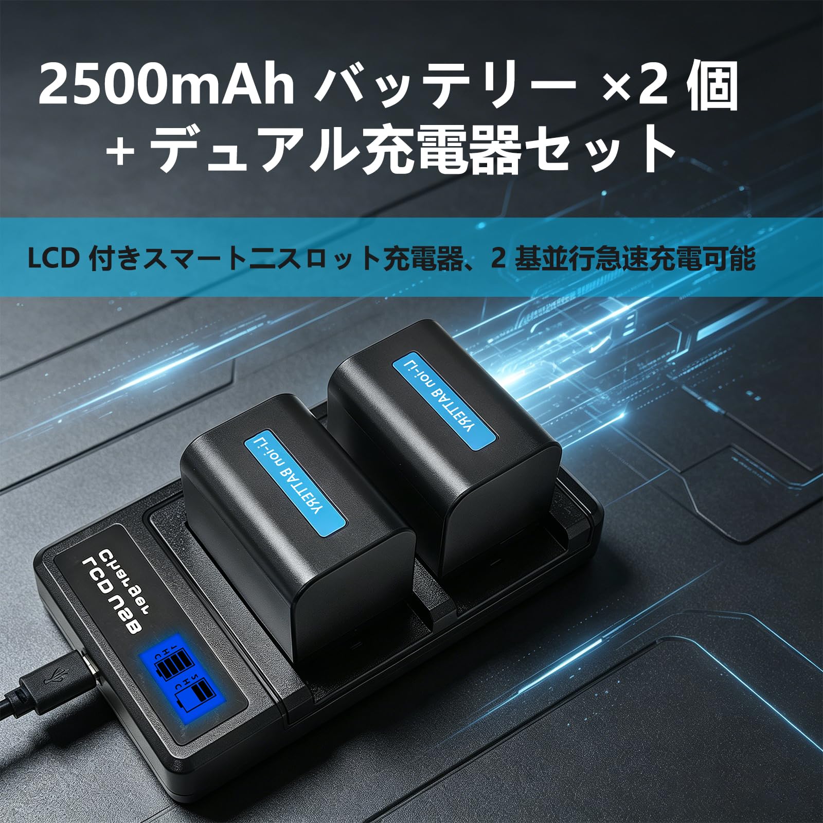 Amazon.co.jp: NP-FV70 互換バッテリー 2 個 + 2スロット充電器セット