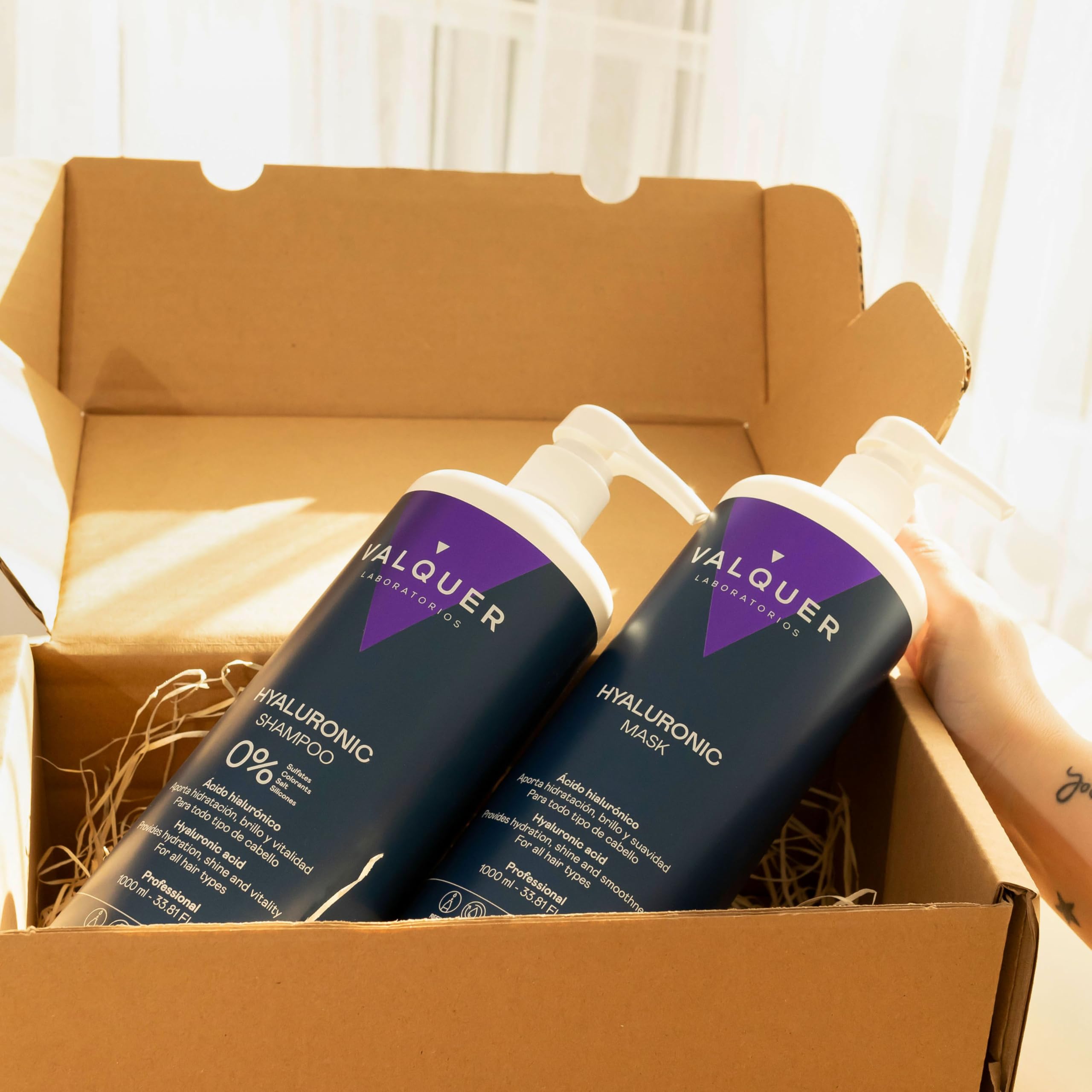 Valquer. Pack Acide Hyaluronique 1L - Shampoing 1l et Masque Capillaire 1l à l'Acide Hyaluronique - 1000ml * pièces