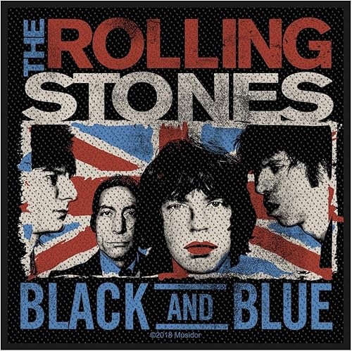 Rolling Stones - Parche negro y azul de 3.9 in x 3.9 in, Negro -