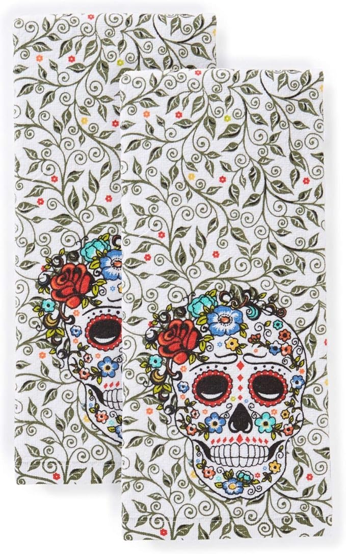 Fiesta Skull & Vine Kitchen Towel Set, Multi, 2 Piece