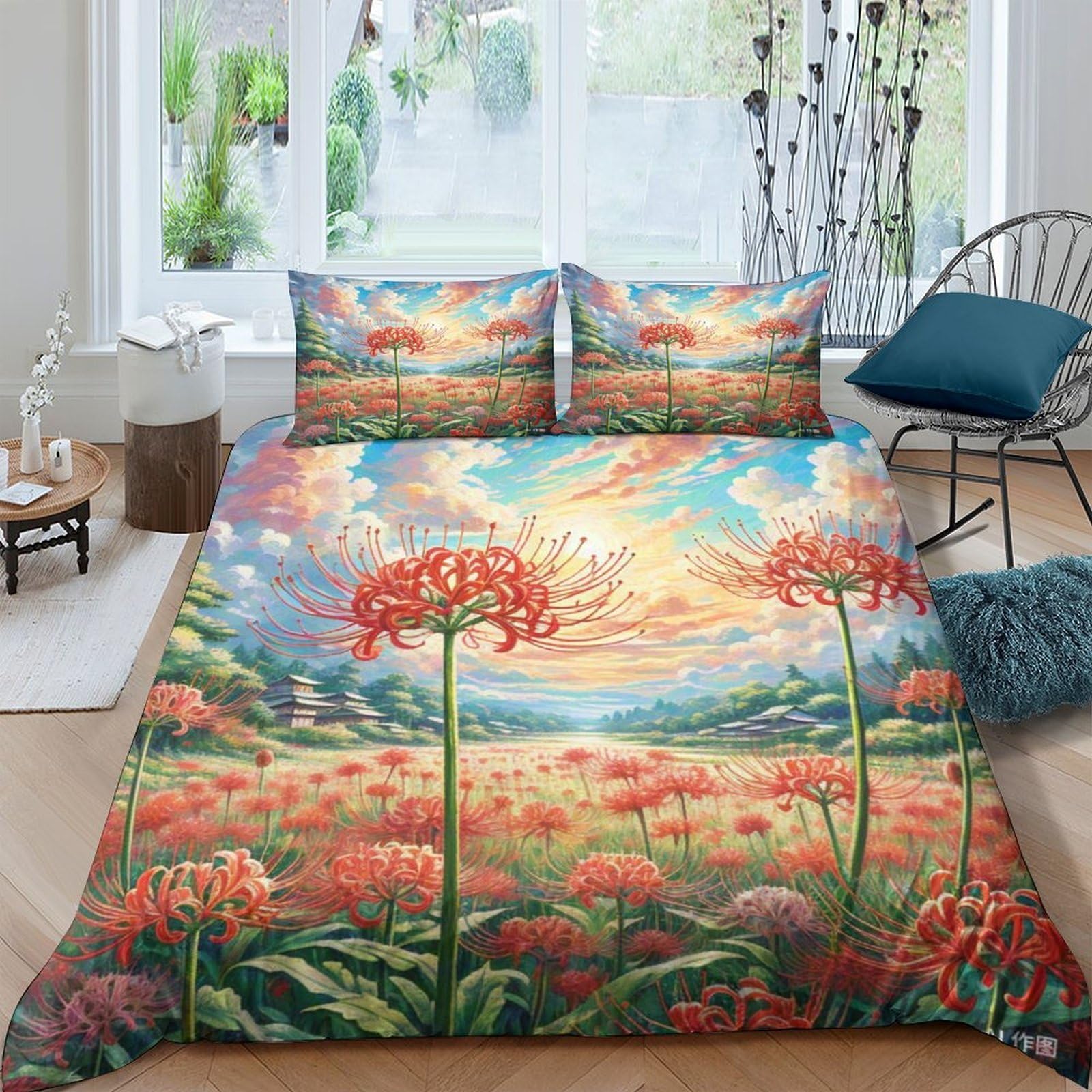 Housse de couette zippée en microfibre douce Manjusaka 220x240