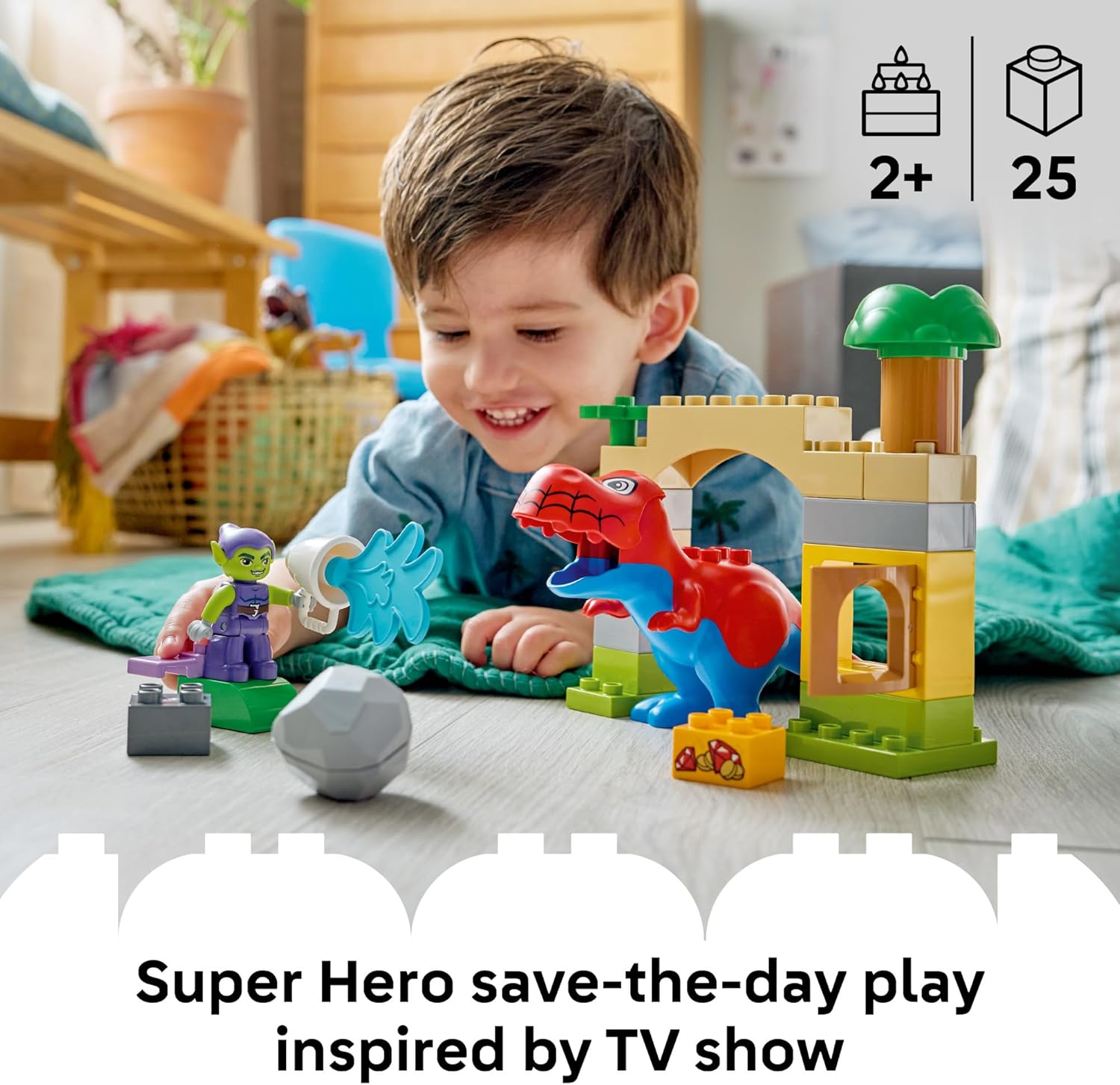 LEGO DUPLO Marvel Dinosaur Spidey-Rex vs. Green Goblin Building Toy for Toddlers - Spidey and His Amazing Friends Toys for Boys & Girls, Ages 2+ - Gifts for Kids - 10463