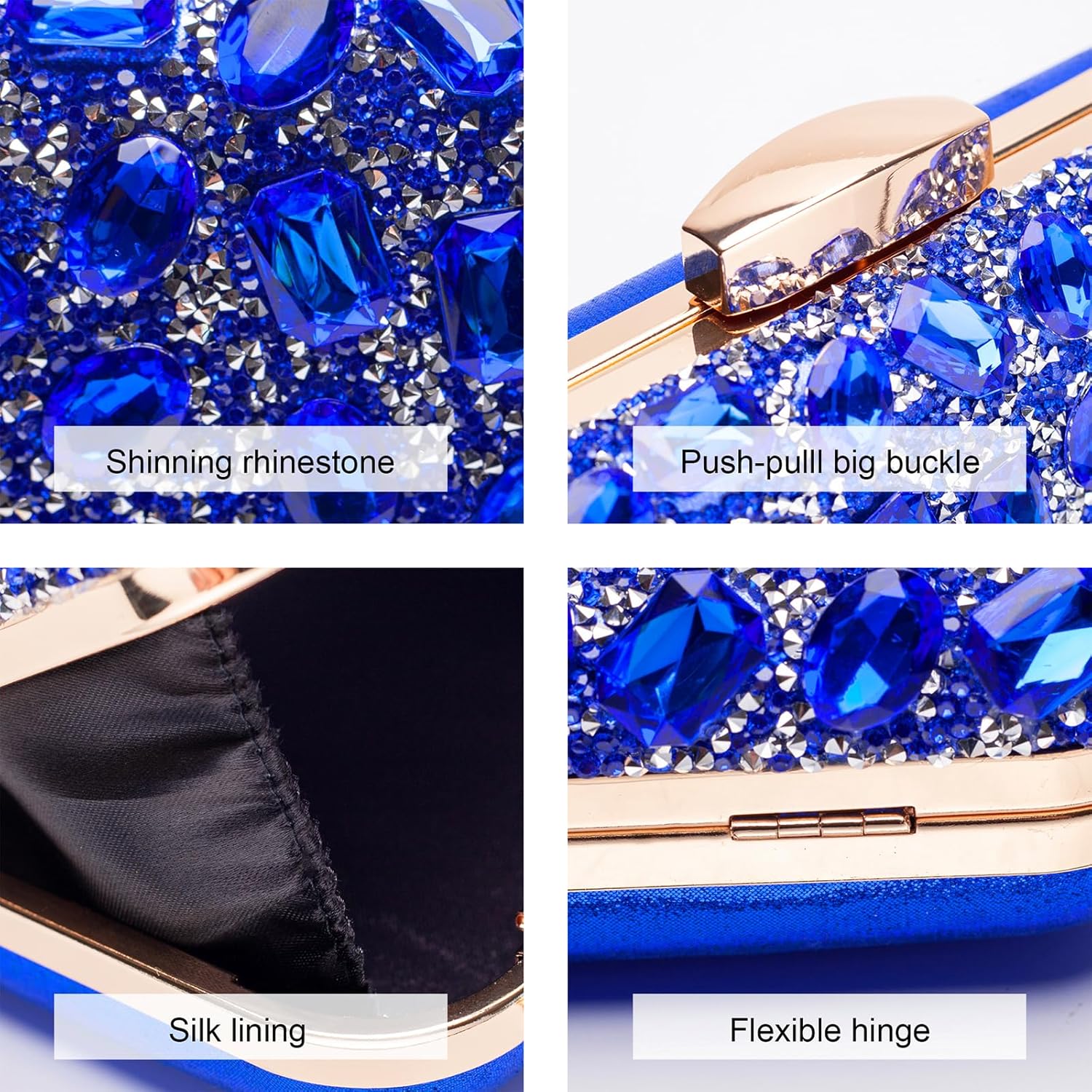 Gemstone Clutch Purses for Women Wedding Party, Rhinestone Purse Crystal Evening Bag for Women Evening