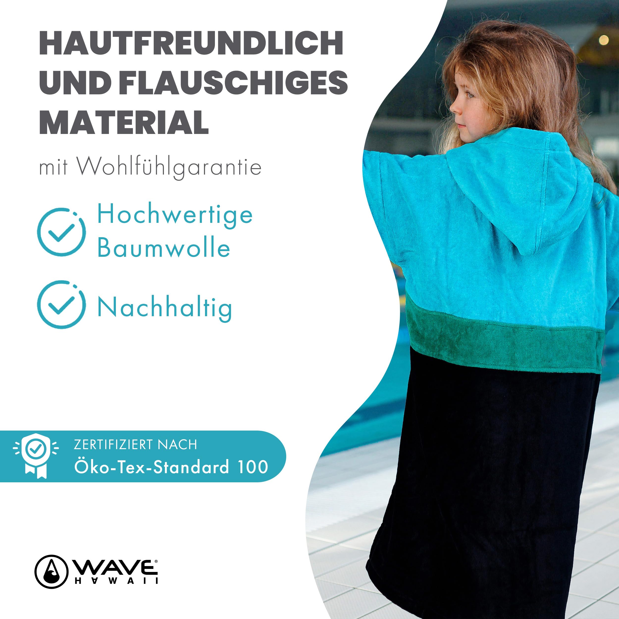 WAVE HAWAII Badeponcho Kinder mit Harry Potter-Motiv, Größe XS, Surf Poncho aus natürlicher Baumwolle, mit Kapuze – Kuscheliges Handtuch für Jungen und Mädchen für zu Hause, Strand, Freizeitbad, Reise