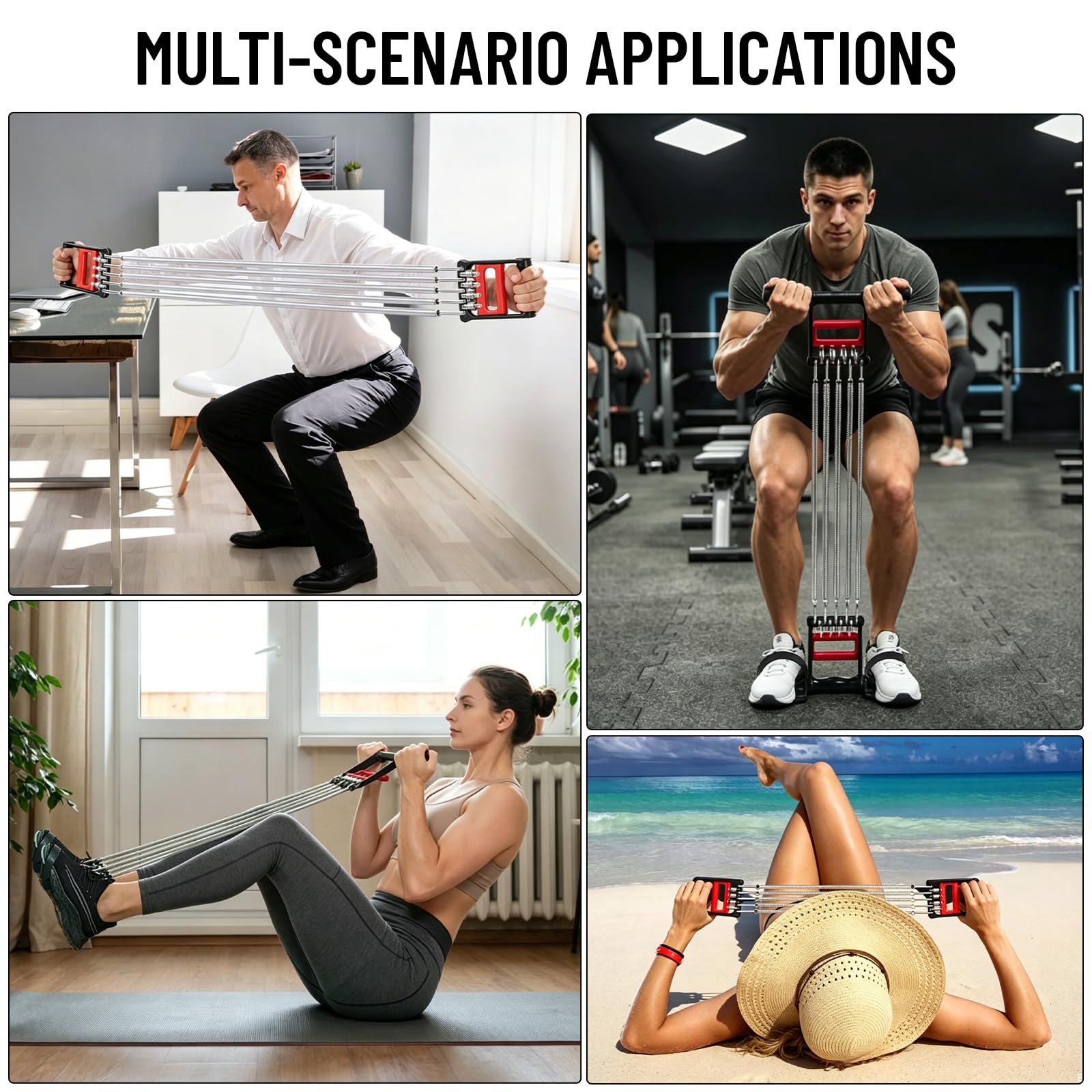 Espansore per torace a tre scopi, molla a pedale multifunzione, allenatore per espansione del torace, sviluppatore per torace a molla per esercizi di allenamento muscolare in