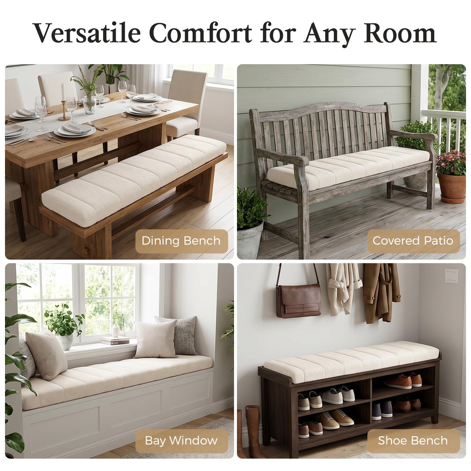 RZYW Coussin de Banc 100x40 120x40 120x45 150x40, 5,5 cm Épais, Lavable Déhoussable Antidérapant, Coussin pour Banc Intérieur Extérieur, Salon Jardin Banquette Balancelle 3 Places,Dark Green,40X120CM