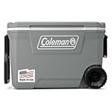 Coleman Classic Series Insulated Portable Rolling Cooler with Wheels&comma; Leak-Resistant Outdoor Hard Cooler Keeps Ice up to 5 Days&comma; 62-Quart