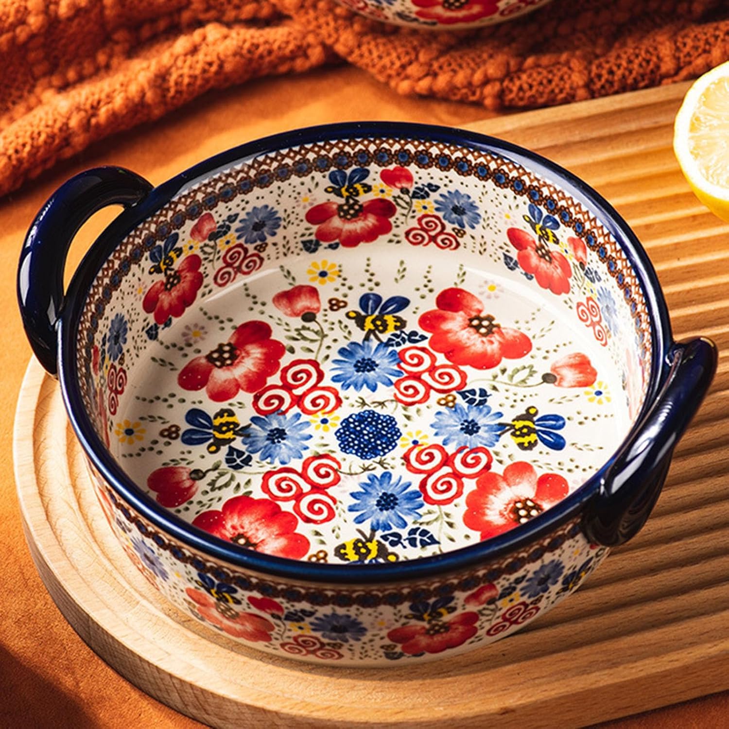 Naczynie Do Pieczenia Lasagne W Stylu Polskim, Prostokątna Forma Do Lasagne Ceramiczna, Naczynia W Stylu Vintage W Kształcie Piekarnika, Tapas Do Ciasta, Kuchenka Mikrofalowa I ża, 1900ml