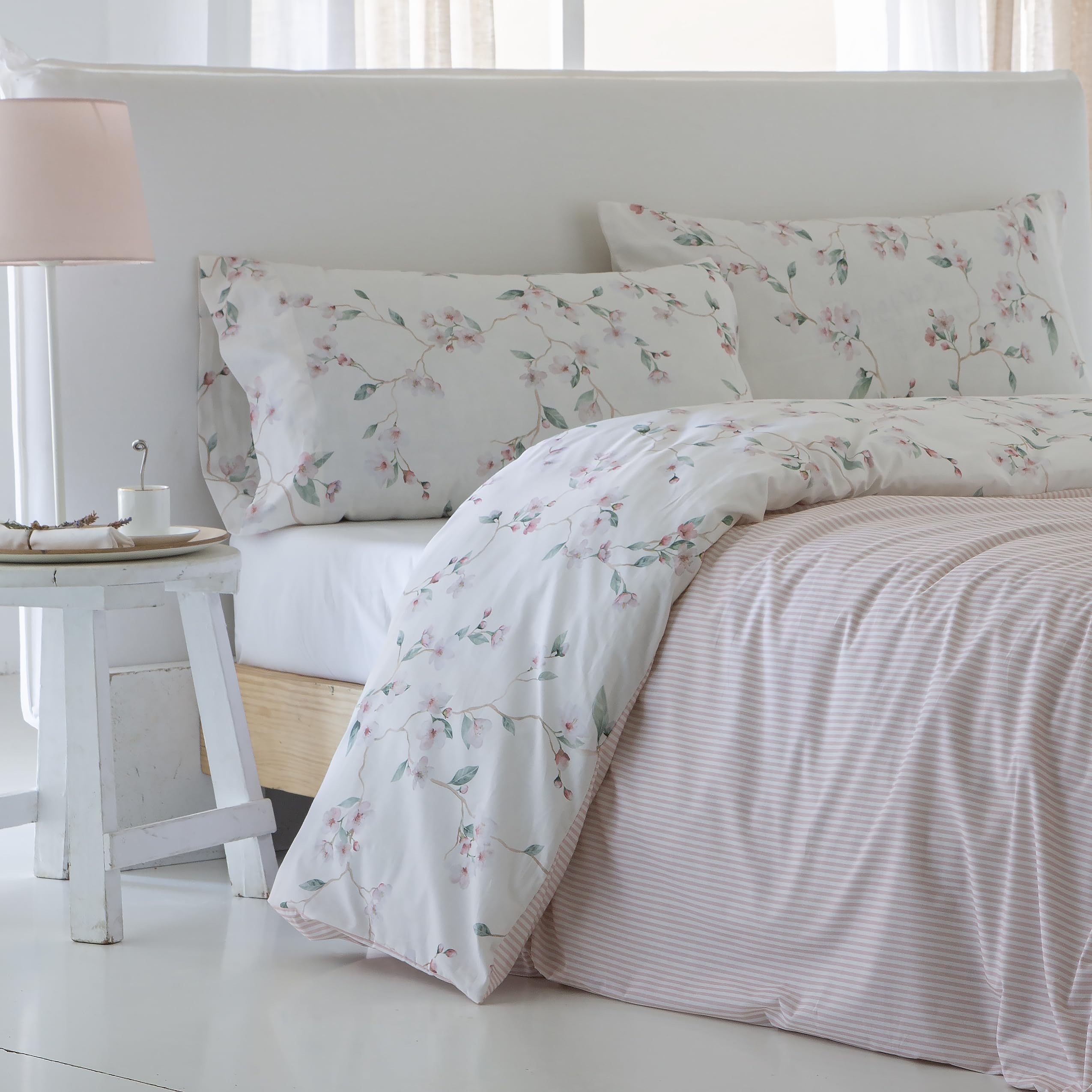 COTTON ARTean Funda Nórdica Cama 150 ALGODÓN PARRES Beige Botones | Incluye 3 piezas: F.Edredón 240x260 + 2 F.de Almohada Certificado OEKO-TEX