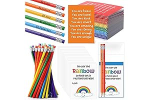 Spakon Valentine's Day Gifts for Students: Rainbow Pencils, Motivational Notebooks, and Greeting Cards