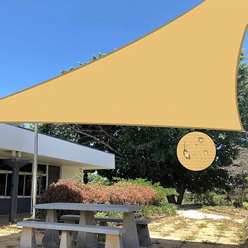 161616 Sand Sun Shade Sail Triangle Waterproof Sun Shade Canopy Awning, 98% UV Block Water Resistant, Garden Carport Outdoor Patio Backyard We Customize Size