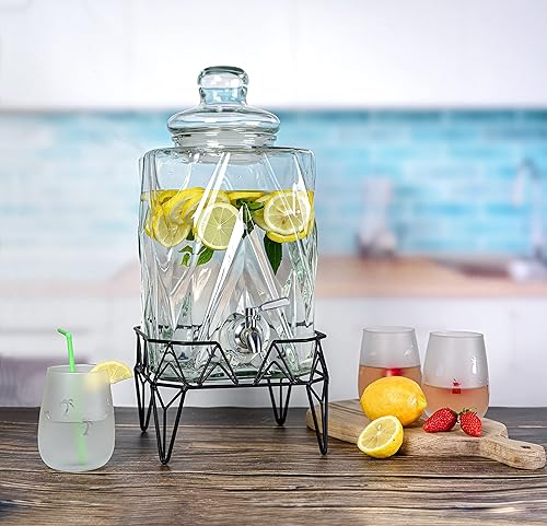 Miniatura 8 de Glacial Ice Design - Dispensador de bebidas de vidrio con espita SS y soporte, 2.5 galones