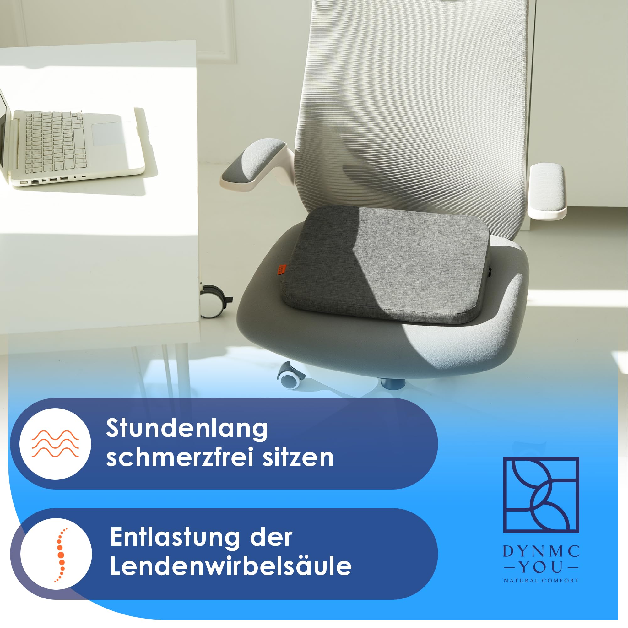 Cuscino Sedile Auto Ergonomico a Cuneo Solido in Gommapiuma Grigio Scuro
