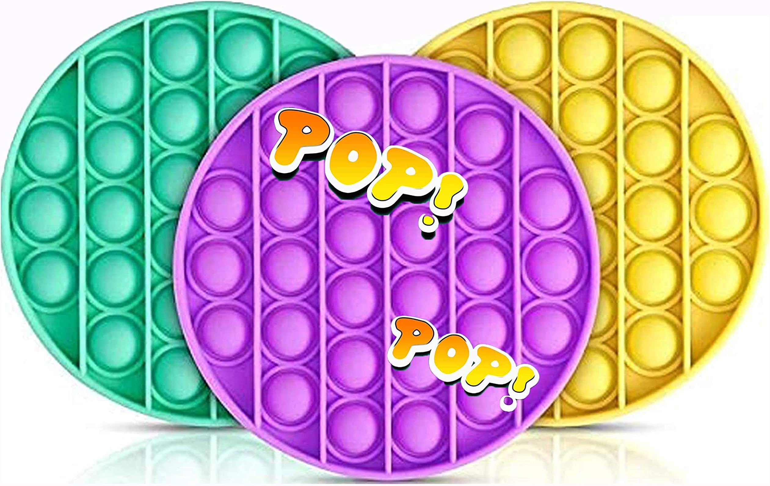 Pop It Fidget Toys,3-Pack Push Pop Pop Bubble Fidget Sensory Toy Stress and Anxiety Relief for Autism, Anxiety and Troubled Thoughts