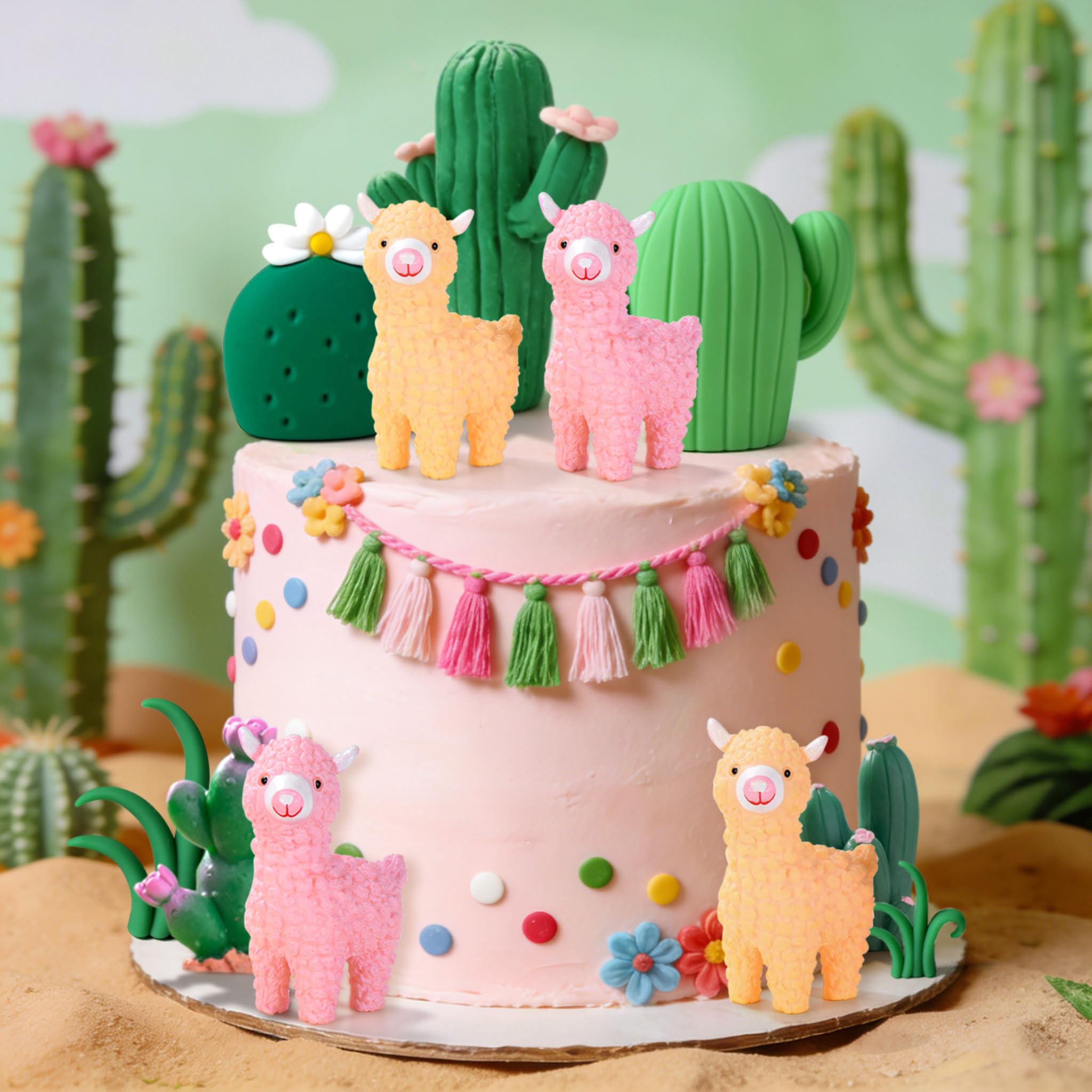Llama Cactus Alpaca Cactus Cake Topper Decorations for Mexican Fiesta Birthday Baby Shower Cinco De Mayo Party Supplies - Image 5