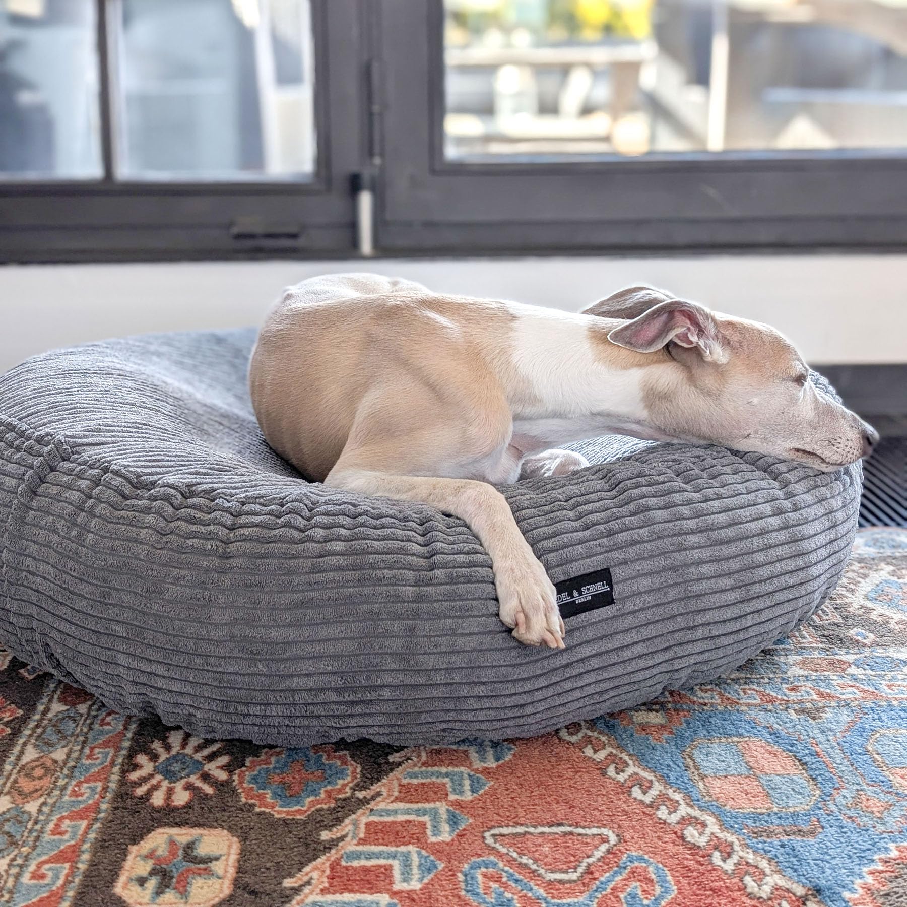EDEL&SCHNELL Hundebett Wechselbezug in Dunkelgrau, Ersatzbezug für runde Hundebetten 90 cm, Bezug aus weichem Baumwoll-Cord-Stoff