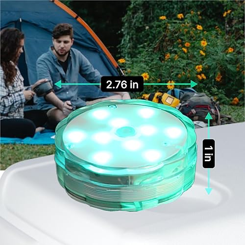 Miniatura 2 de Skywin Luces enfriadoras LED impermeables (blanco) - 2.76 x 2.76 x 0.98 pulgadas, 3 luces LED enfriadoras a batería AA - Luces enfriadoras