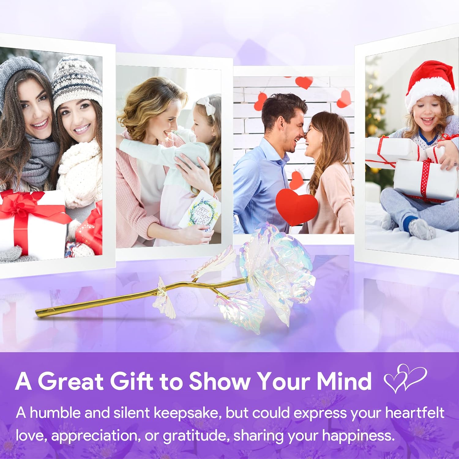 Valentines Day Rose Gifts for Her, Birthday Gifts for Women Mom Girlfriend, Galaxy Rose Forever Flowers with Vase Base Eternal Crystal Roses Valentine Gifts for Grandma Wife Sister Daughter - Image 3