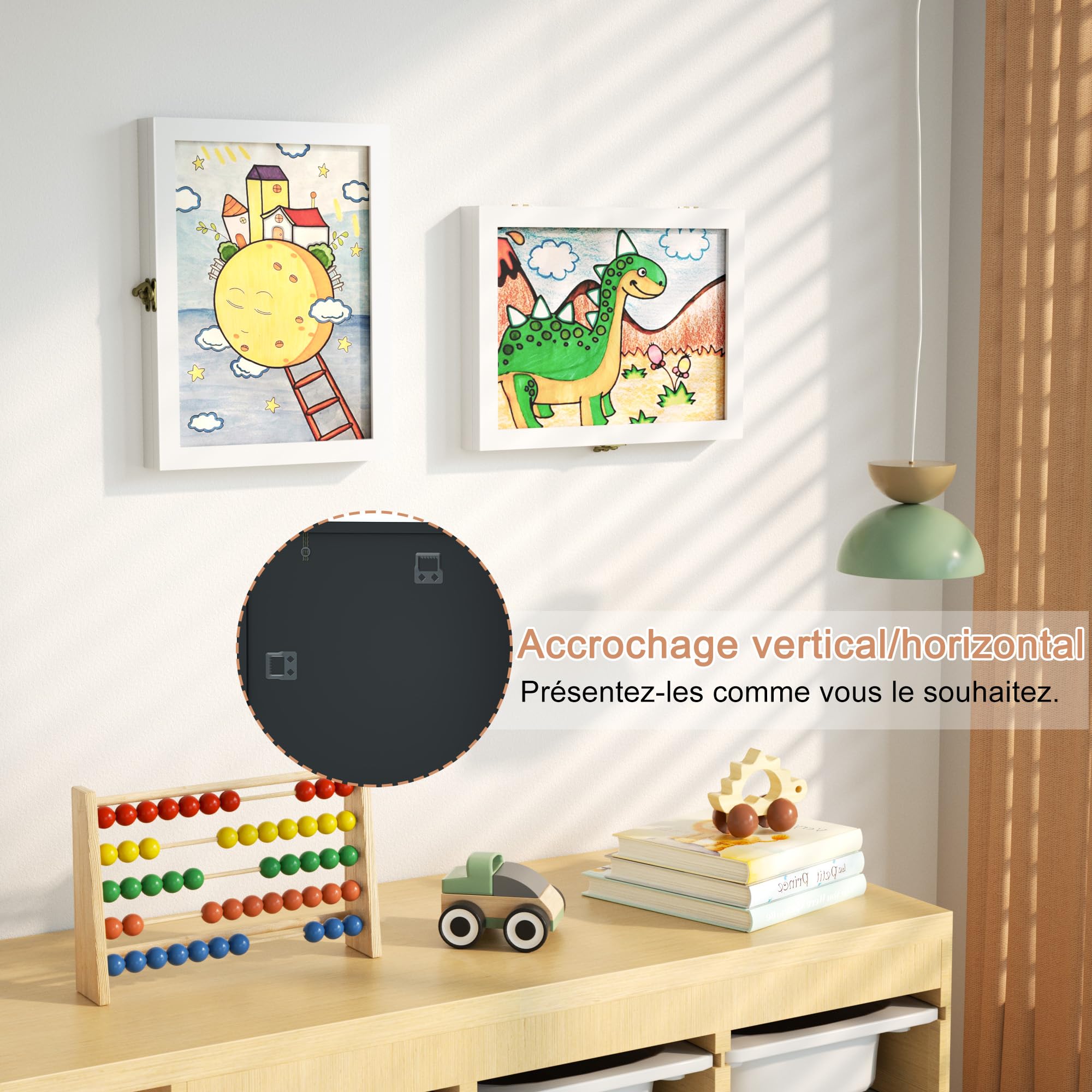 SRIWATANA 2Pcs Cadre Dessin Enfant à Changer A4,Cadre Photo de Rangement d'art pour Enfants Remplissables,Cadre d'art pour Enfants 150 pcs d'art pour les écoles,les maison,Cadeaux pour enfants,Blanc