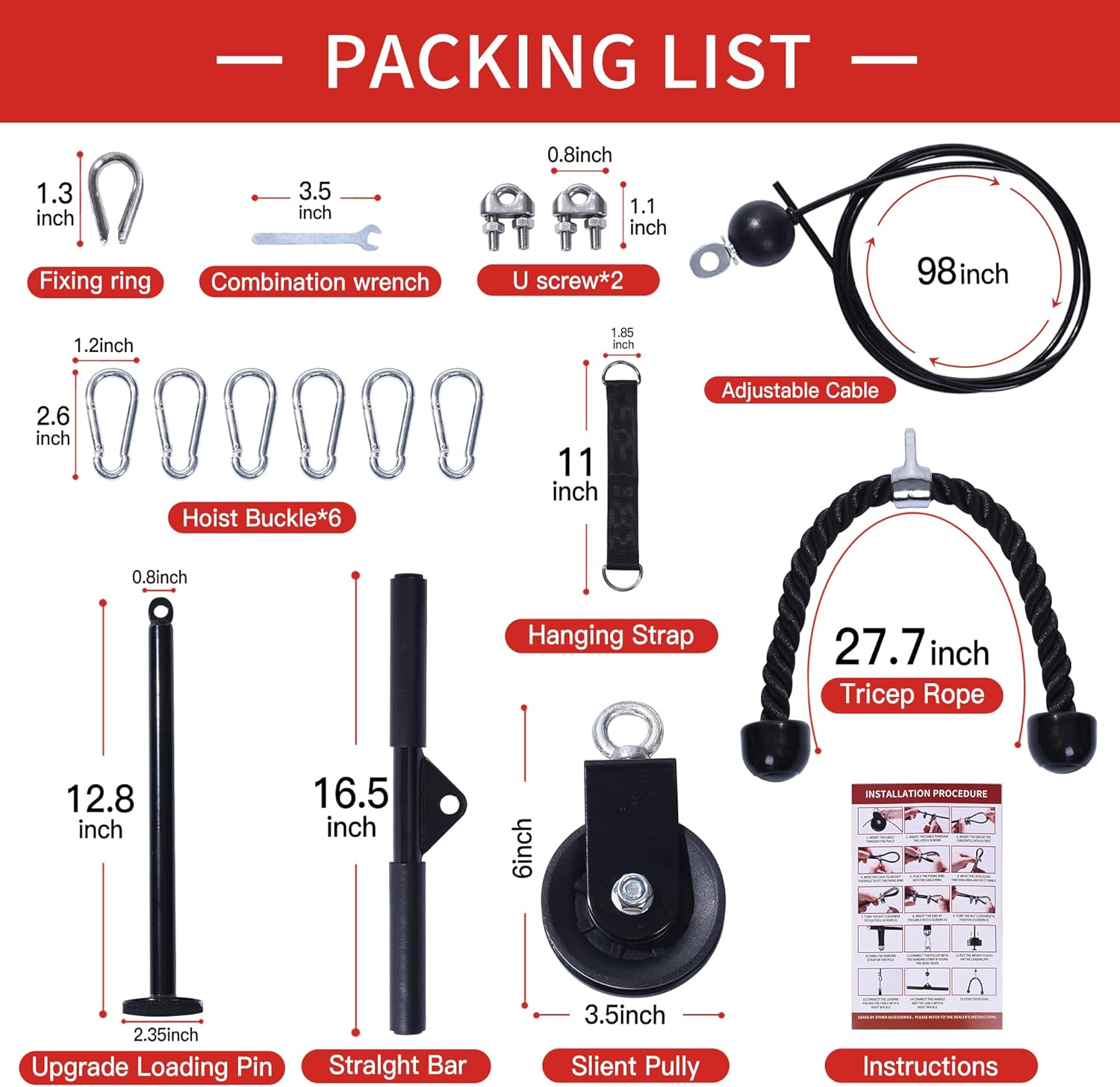 Upgraded LAT Pulldown Cable Pulley Attachments System Gym Equipment,Adjustable Pull Down Machine for Professiona Exercise Biceps Curl,Back,Forearm, Shoulder - Exercise Equipment for Home Workouts : Sports & Outdoors