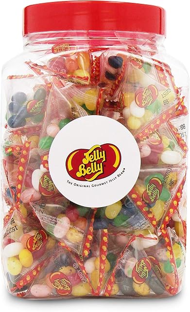 Jelly Belly Jelly Beans Jar - Gelatin, Dairy and Gluten Free Sweets, 10 Assorted Flavours - 50 Pyramid Party Bags