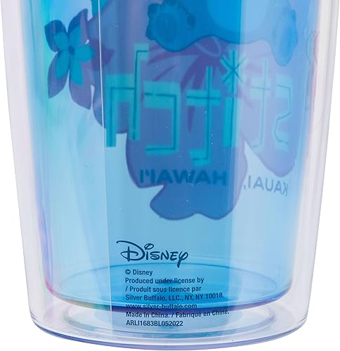 Miniatura 3 de Silver Buffalo Disney Lilo and Stitch Holding Pineapple Tropical Kauai Hawaii - Vaso de viaje de doble pared con tapa de cierre deslizante, 20 onzas