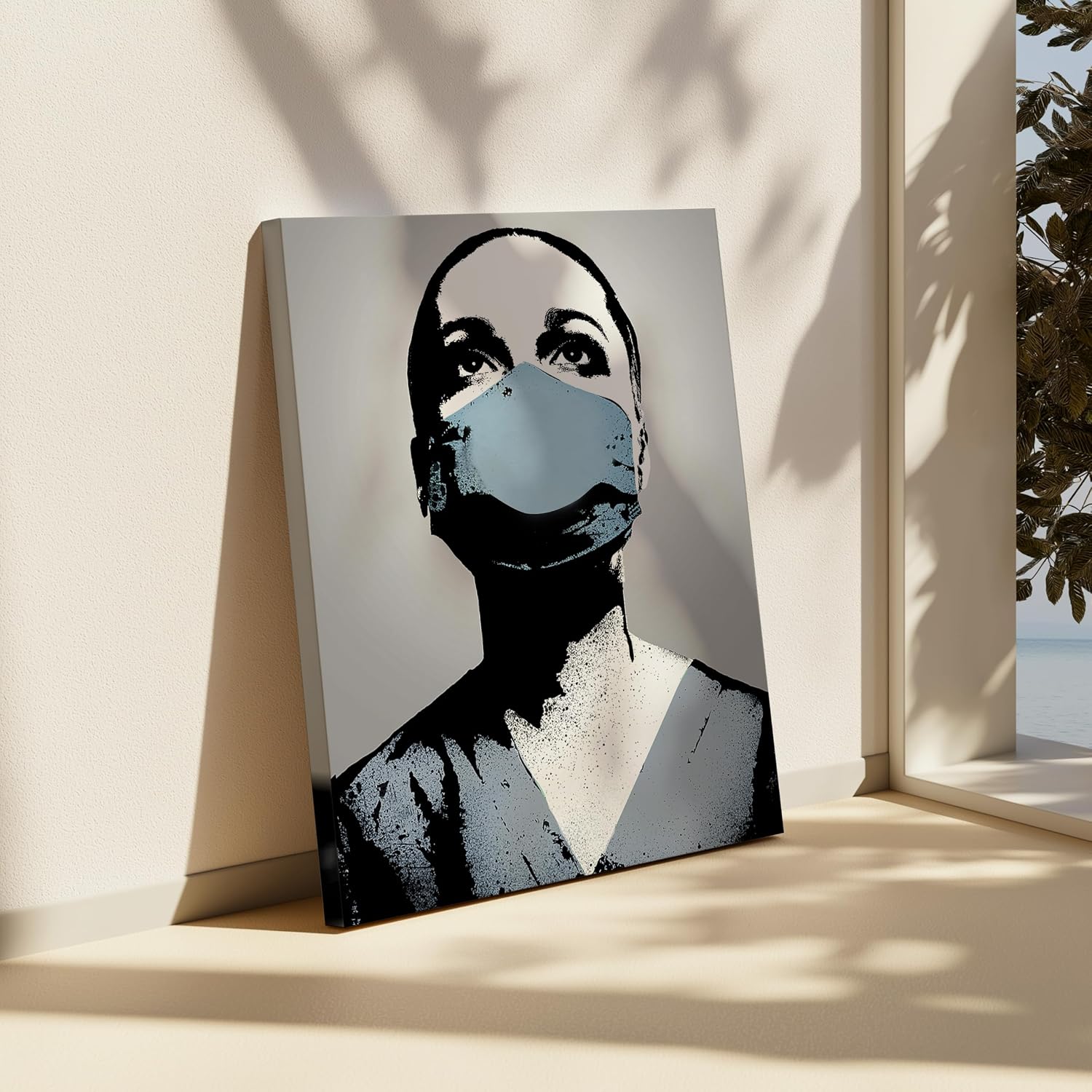 Poster Master Nurse Canvas - Nurse in Face Mask Print - Street Graffiti & Pop Art - Modern Abstract Design - Medical Art - Great Office or Clinic Wall Decor - 8x10 STRETCHED Canvas
