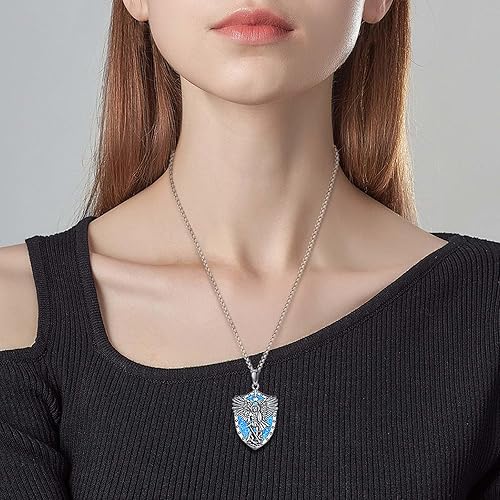 Miniatura 4 de AEONSLOVE 925 Sterling Silver Saint BenedictSt MichaelCaravaca Cross Necklace Religious Gifts Gifts for Women Men Tee - 24 Inches Stainless Chain