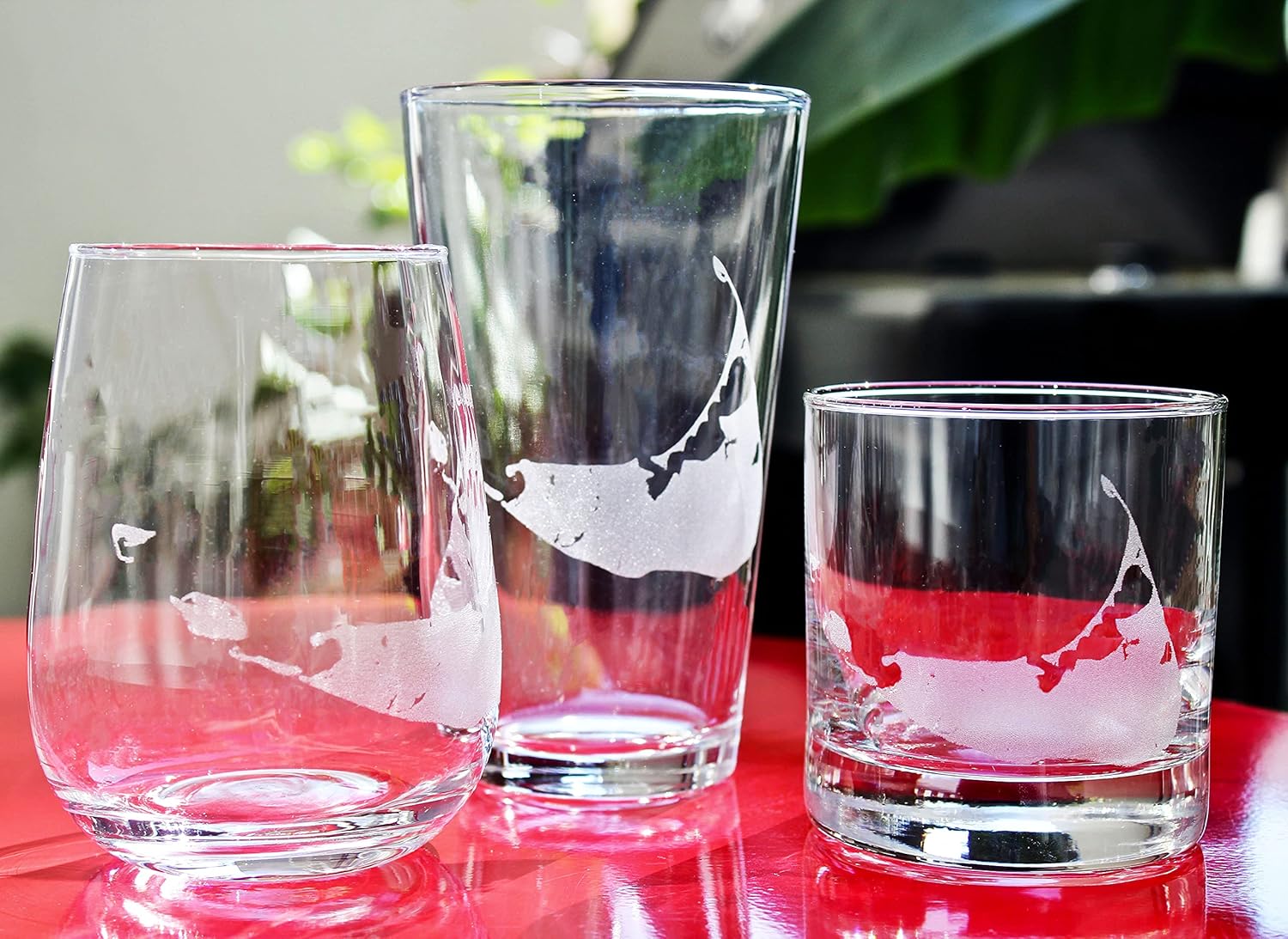 Nantucket Map - Stemless Wine Glasses Set of 2