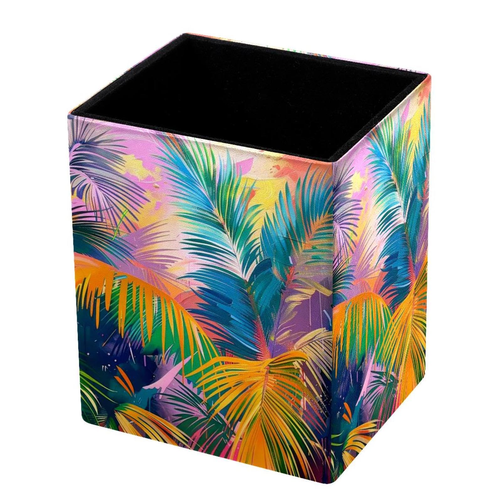 VAPOKF Pencil Holders for Desk, Tropical Palm Printed Pen Holders Pen Pot Makeup Brushes Storage Desktop Stationery Supplies Organiser for Home Office