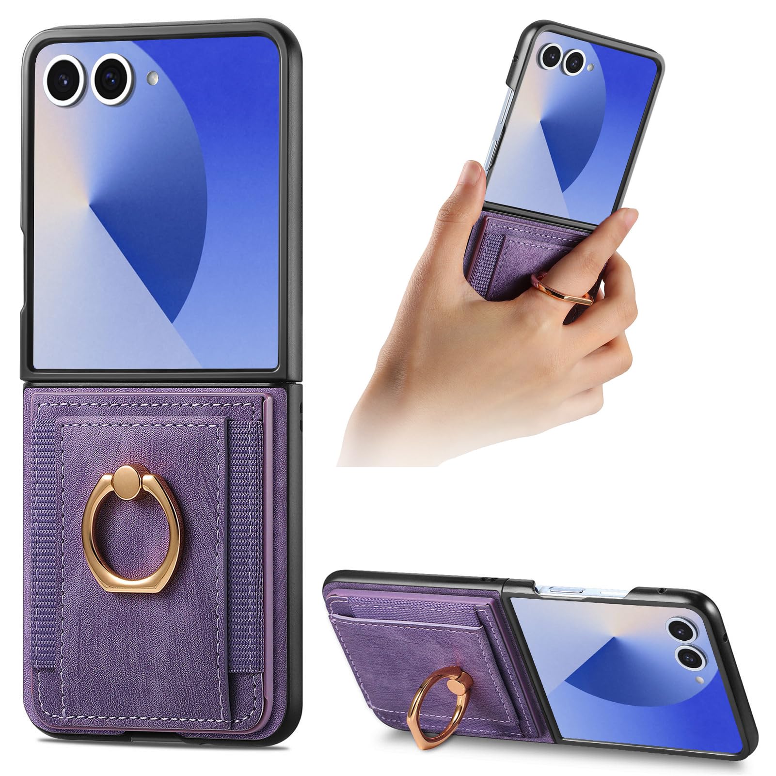 Amazon.com: PAOBIR for Samsung Galaxy Z Flip 7 with Card Holder,Wallet  Phone Case with Built-in Rotate Ring Stand PU Leather Protective Kickstand  Case for Women Girls Samsung Galaxy Z Flip 7 Purple :