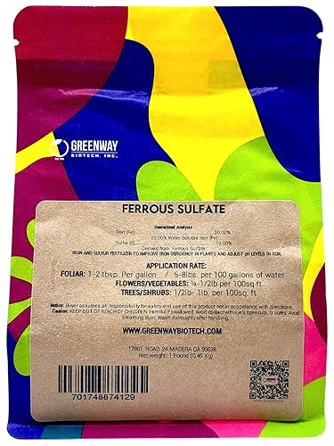 Sulfato ferroso Heptahidrato 20 hierro Fe 12 azufre S 100 soluble en agua Greenway Biotech Brand 1 libra