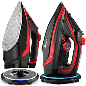 LEHMANN LGOIR-2632 Plancha de Vapor Inalámbrica 3000W, Plancha Ropa con Suela Cerámica, Base de Carga, Depósito 320 ml, Sistema Antigoteo, Función de Limpieza Fácil, Apta para Planchado Vertical