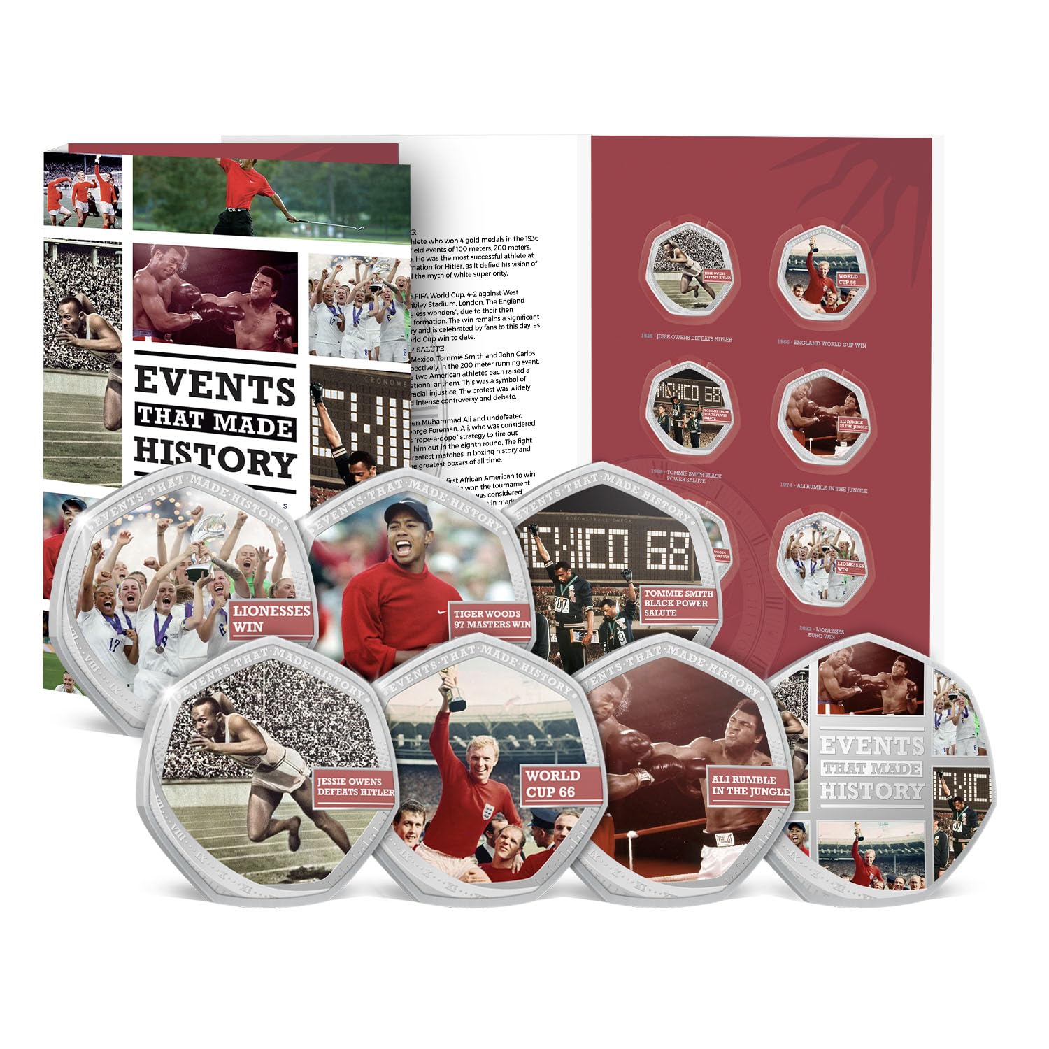The Koin Club Collectable Coins Events That Made History Sporting Moments Tiger Woods Ali 1966