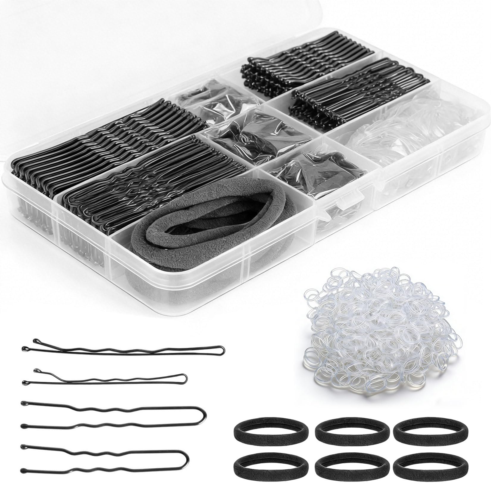 Horquillas Pelo Mujer, 406 Pcs Horquillas Metal para el Cabello con Elástico